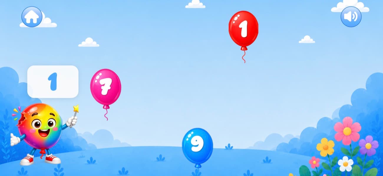 Keke Kids gameplay: balloon pop counting game