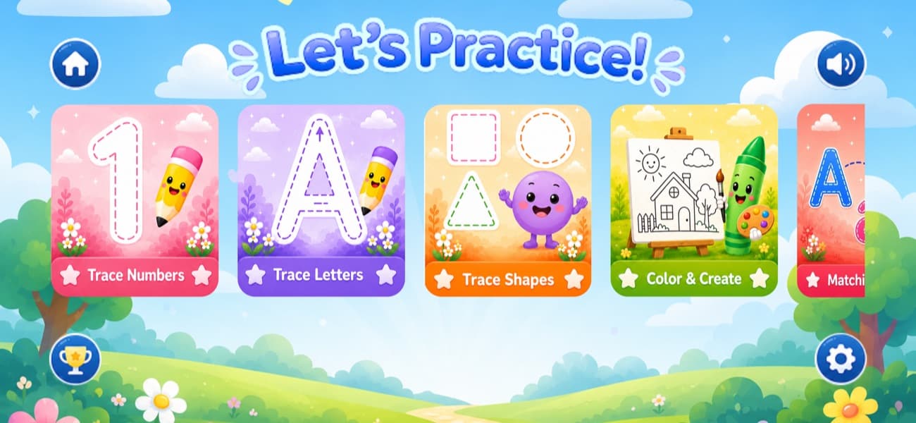 Keke Kids gameplay: tracing a letter